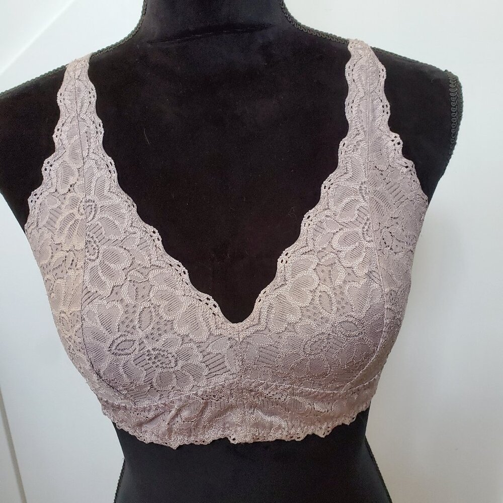 Gray all lace racerback ligh support bra